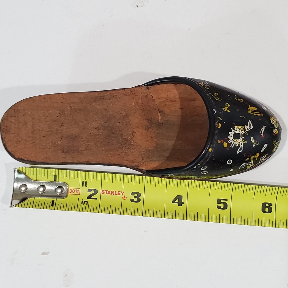 Vtg Wood/Leather Mule Style Mini Shoe Home Decor - Picture 8 of 8